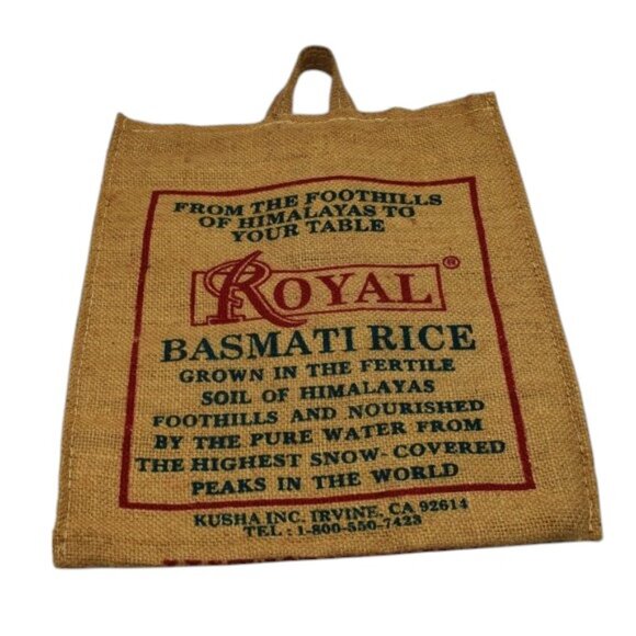 Handmade Tote Royal Basmati Rice Burlap Bag - Picture 2 of 2